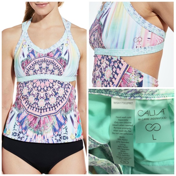calia by carrie underwood women's tie front tankini top